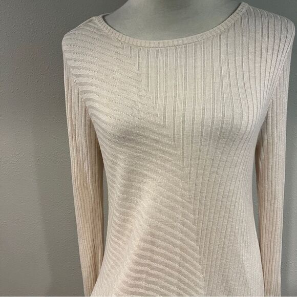 Clearance!!! Apt 9 Cream Ribbed Knit long sleeve Sweater size medium - Picture 4 of 12